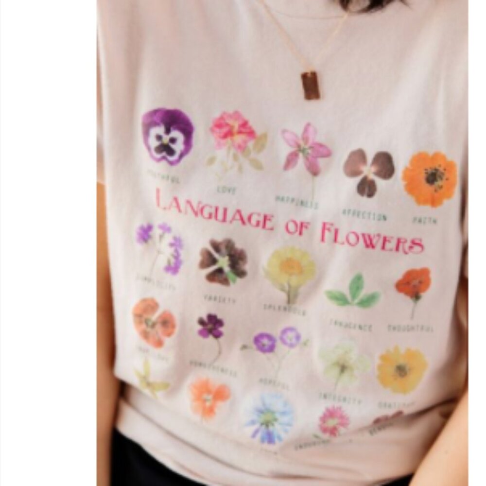 ⭐️Language Of Flowers Graphic Hipster Hippie Artsy Chic Boho Bohemian TShirt Top